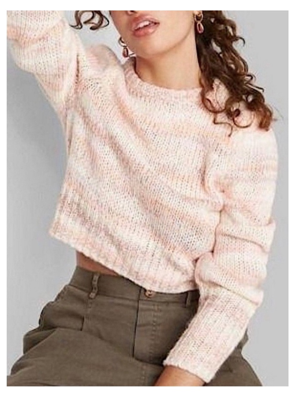 NWT WILD FABLE Sweater in Peach/Cream Stripes MED